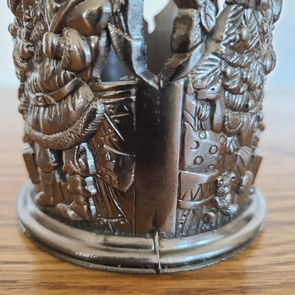 Godinger Silver Art Company Pewter Christmas Holiday Santa Candle Sleeve Holder